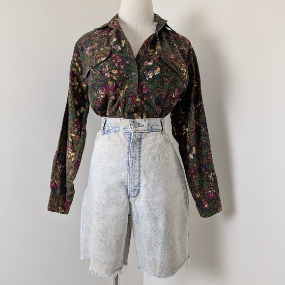 90s Floral Button Down Blouse Long Sleeve Vintage Baggy Relaxed Fit Oversized - Picture 7 of 8